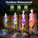 4 Pack Color Changing Solar Lights Outdoor Waterproof, Solar Delphinium Flower Stake Lights Auto ON/Off Solar Garden Lights for Spring Lawn Pathway Landscape Birthday Gifts for Mom Women Grandma, 27.6 Inches