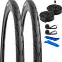 YUNSCM 700C Lightweight Bike Tires 700x32C (ETRTO 32-622) and 700C Bike Tubes - 60TPI Nylon, Puncture-Resistant, Compatible with Bike Tires 700x30C/31C/32C/33C/34C- 2 PCS (Y-572)