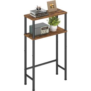 Narrow Console Table, 15.7" Small Entryway Table, 2-Tier Sofa Table with Storage, Skinny Console Tables for Entryway, Hallway, Bedroom, Living Room, Foyer, Rustic Brown