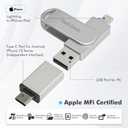 Apple MFi Certified Flash Drive 512GB, Photo Stick for iPhone Memory Stick for Photo/Video Backup Stick, High-Speed USB Thumb Drive for iPhone Storage Compatible for iPhone/iPad/Android/PC (Silver)
