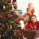 Syhood 12 Pieces Glitter Christmas Ball Ornaments Rhinestone Sequin Christmas Decorations Hanging Plastic Balls for Xmas Trees Wedding Party Holiday Decorations(3.15 Inch,Brown)