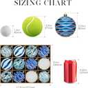JORNOY Christmas Tree Ornaments Set of 12, 3.15inch/80MM Shatterproof Plastic Xmas Tree Ball Ornaments Bulk Decorative Hanging Baubles for Xmas Tree Decor Holiday Party Decorations, Light Blue