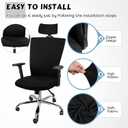 Lounsweer 3 Pieces Office Chair Cover Rolling Desk Chair Cover Gaming Covers Stretch Washable Protector Pets Slipcovers for Swivel Armchair Boss(Simple,Black)
