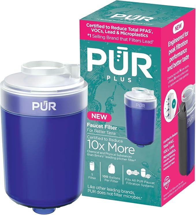 PUR PLUS Faucet Mount Replacement Filter 1-Pack, Genuine PUR Filter, 3-in-1 Powerful, Natural Mineral Filtration, Lead Removal, Blue (RF99991)