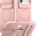 SURITCH for iPhone Air Case with Camera Control Cover, Camera Slide Cover and Adjustable Kickstand, Compatible with MagSafe, Shockproof Bumper Protective Cases for iPhone 17 Air 6.5 Inch, Pink