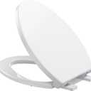 Elongated White Toilet Seat, PP Material, Quick Release Hinges for Easy Cleaning