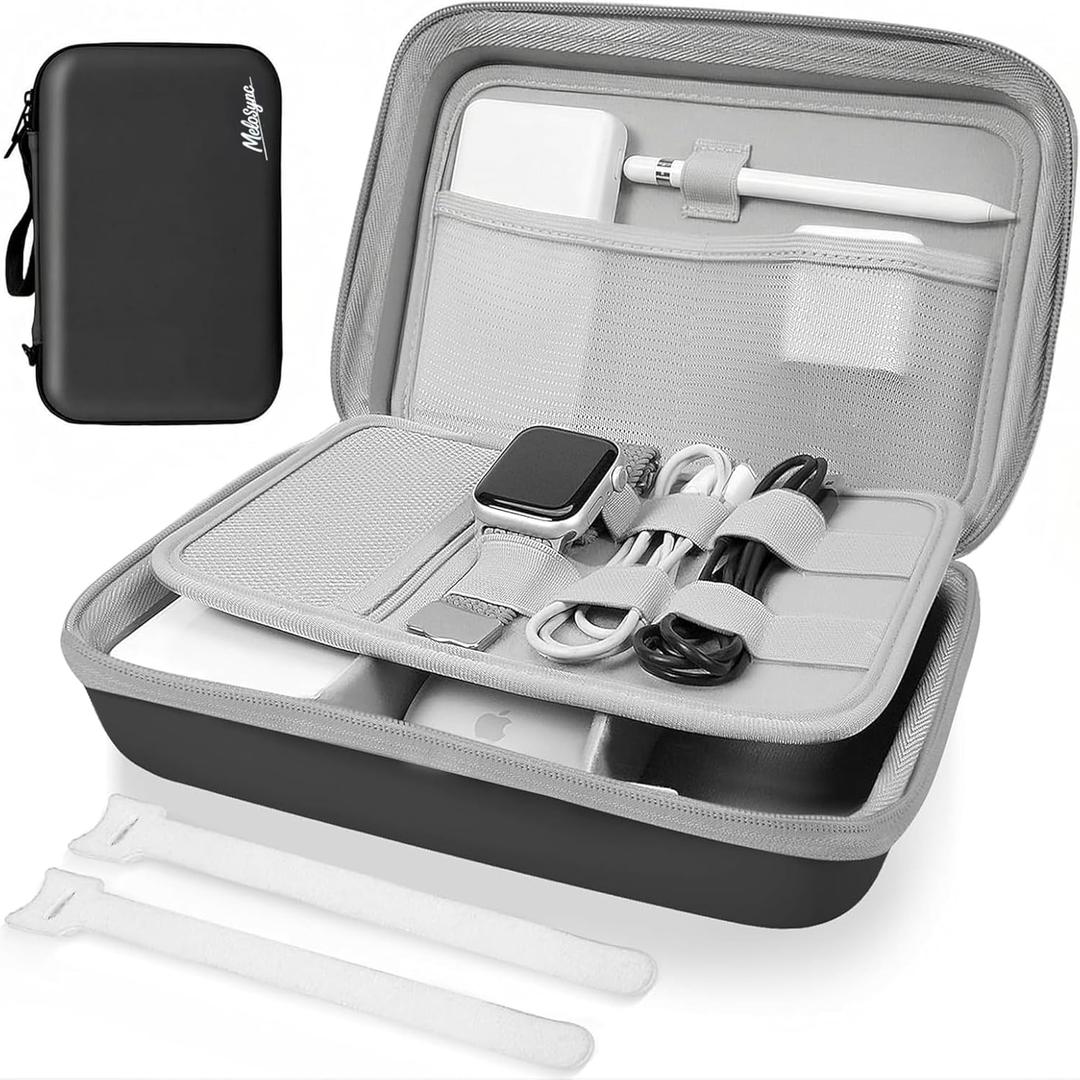 Hard Travel Electronic Organizer Case for Power Bank Chargers Cables USB Flash Drive SD Card Electronics & Backpack Organizer Travel Case Small Portable Accessories Bag, Black