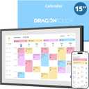 Dragon Touch 15.6" Digital Calendar Chore Chart  1080P Full HD Interactive Touchscreen, Smart Family Planner, Hearth Display Digital Calendar Wall & Desk Mountable for Seamless Scheduling Black