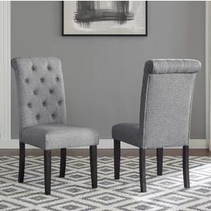 Roundhill Furniture Leviton Solid Wood Tufted Dining Chair, Set of 2, Gray (Grey)