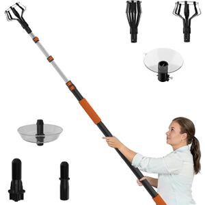 LAANPOLE 26FT Reach Light Bulb Changer for High Ceilings, Light Bulb Changer with Baskets, Suction Cup and Disc for Recessed Lights with 5-20FT Telescoping Extension Pole