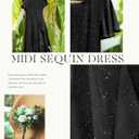 BeryLove Women Sequin Formal Party Dress Flutter Short Sleeve Wedding Cocktail Long Evening Dress (Black, XXL)