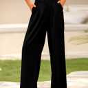 BTFBM Women High Waist Palazzo Pants Spring 2026 Casual Wide Leg Trousers Loose Work Office Business Suit Pant Pockets (Black, L)