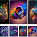 SEHSUVC Boys Gaming Decor Canvas Prints Wall Art 3 Piece, 24x16inch Framed | Colorful Neon Gaming Wall Decor,Wood Framed,Modern Gamer Bedroom Decor,Boys Posters for Bedroom,Game Room Bedroom Home Decor, 24L" x 16W"