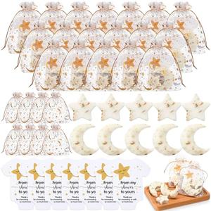Dansib 50 Sets Baby Shower Favors Lavender Moon Star Soaps for Guests with Thank You Cards Organza Bags Baby Shower Gifts for Gender Reveal Party Decoration Women Men