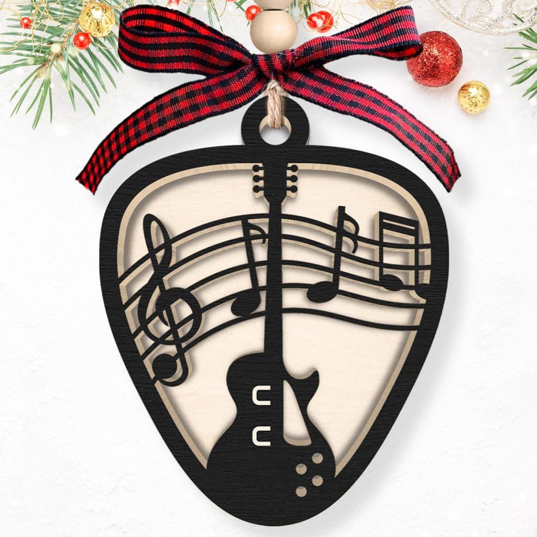 TUMSHANIP Guitar Ornaments - Guitar Christmas Ornament - Musical Christmas Ornaments - Wooden Ornament