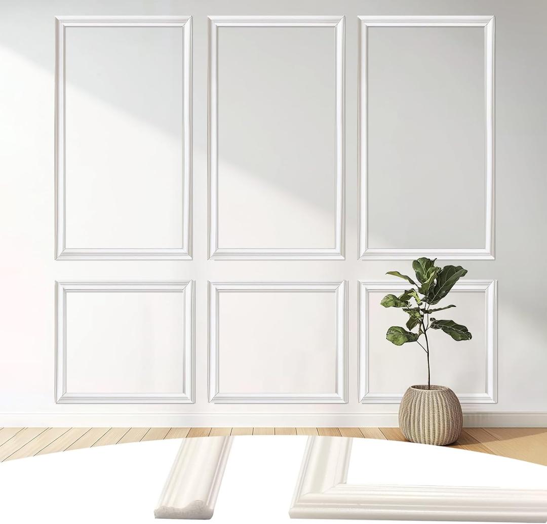 30 Pcs Peel and Stick Wall Molding Kit, Assemble Wall Molding Panels Peel and Stick Molding Trim for Walls Moulding Premade Wainscoting Panels Pre Cut Wall Molding Trim for Home Decor