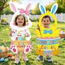 Nuberlic 2pcs Easter Bunny Large Face Cutout Photo Props Yard Signs Decorations DIY Easter Paint Craft for Kids Chick Easter Egg Hunt Yard Decorations Outdoor Picture Booth Props Spring Yard Sign Decor