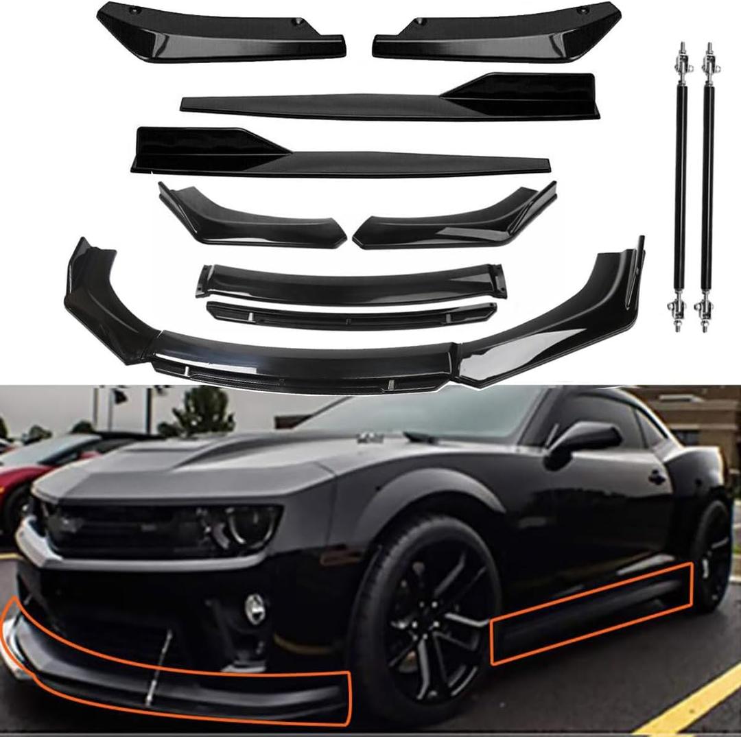 Gloss Black Bumper Lip Spoiler Splitter Fit for 1997-2002 2010-2021 Chevy Camaro LS LT1 SS Coupe Convertible Front Rear Body Kit Side Skirt