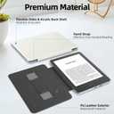 Case for 6" Kindle 2024/2022 Release (11 Generation), Light PU Leather Cover and Transparent Hard Back Shell with Hand Strap, Auto Sleep/Wake, Creamy White