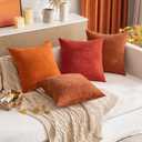 MIULEE Pack of 2 Decorative Throw Pillow Covers Soft Chenille Throw Pillows Solid Textured Cushion Covers for Couch Sofa Bedroom Living Room 18x18 Inch, Dark Rust