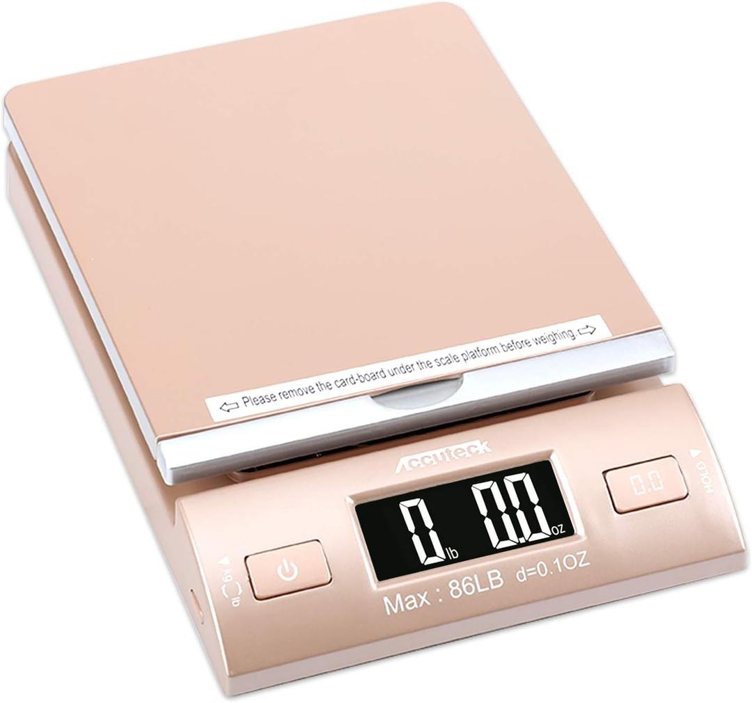 Accuteck Gold 86Lbs Digital Shipping Postal Scale with Batteries and AC Adapter