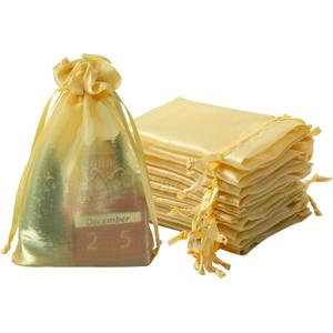 QIANF 20 Pcs Gold Small Organza Bags 6X9 inch for Wedding Favors with Drawstring, Mini Mesh Gift Bags Jewelry Pouch for Candy Bridal Shower Party Favor Baby Shower Christmas
