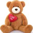 MaoGoLan Giant Teddy Bear 5 Feet - I Love You Red Heart Big Dark Brown 5ft Teddy Bear Stuffed Animal for Girlfriend, Boyfriend, Wife, Lover - Anniversary, Birthday