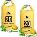 2 Set 20L Sand Anchor Heavy Duty Buoy Kit 2 in 1 Kayak Anchor Floating Waterproof Dry Bag with High Visibility Float Rope for Lake Beach Boat Hiking Camping Water Sports Surfing Kayaking(Yellow)