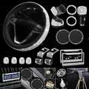 Diamond Bling Steering Wheel Cover for Women Universal Fit 15 Inch, 2 Glitter Rhinestone License Plate Frames, Crystal Car Seat Hooks for Purses Handbags, 15 Bling Car Accessories for Women (White)