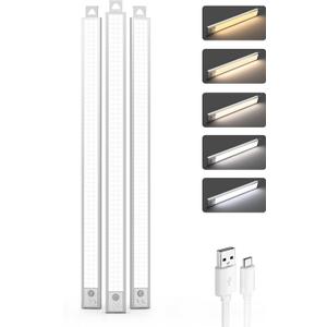 24 Inch Under Cabinet Lighting, 3Pack 5CCT Dimmable Closet Lights, Wireless Motion Sensor LED Lights of Battery Operated,Rechargeable Under Counter Light for Kitchen, Stairs, Bedroom, Wardrobe