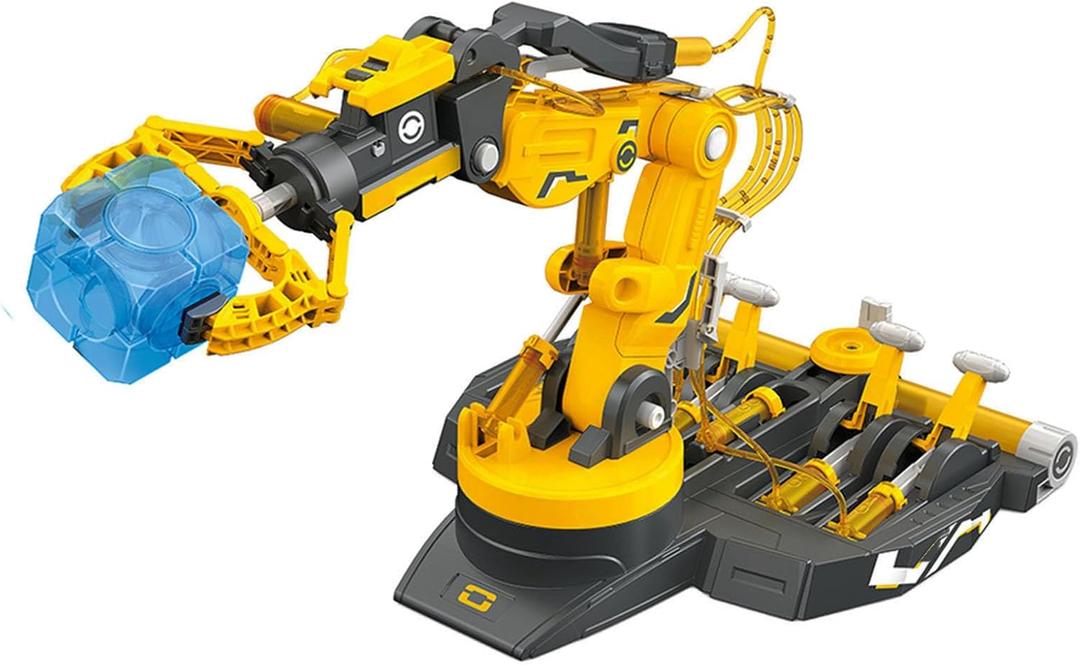 Hydraulic Robot Arm Kit STEM Building Projects Toy Science Kits 3 in 1 Children Hydraulic Mechanical Arm Toy Scientific Experiment for Kids Over 8 Years(Yellow)