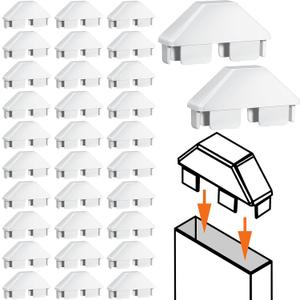 Pelopy 32 Packs Vinyl Picket Fence Caps 7/8" x 3" Vinyl Picket Fence Parts White Post caps for Outdoor Garden (Dog Ear)