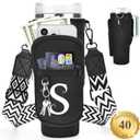 LOKASS Personalized Water Bottle Holder with Strap for Stanley Cup Accessories 40 oz Tumbler, Initial Water Bottle Carrier Bag/Phone Pocket, Mother's Day/Birthday Gifts for Women/Girls