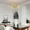 23.6" Tree Branch Chandelier Gold 8-Light Crystal Chandelier