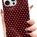 Jmltech Polka Dot Phone Cases for iPhone 16 Pro Case Cute Aesthetic Women Trendy Fashion Soft Silicone Shockproof Protective Slim Cover for iPhone 16 Pro Wine Red