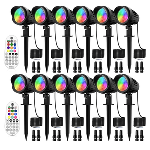 MEIKEE 7W RGB Low Voltage Landscape Lights LED Color Changing Landscape Lighting IP66 Waterproof Outdoor Spotlights RGB Christmas Halloween Lights for Garden Path Yard with Remote 12 Packs