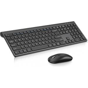 cimetech Wireless Keyboard and Mouse Combo, 2.4G USB Full Size Wireless Computer Keyboard and Adjustable Mouse for Computer/ Laptop/ PC/ Mac/ Windows - Black