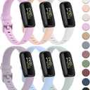 6-Pack Bands for Fitbit Inspire 3 Bands for Women Men, Soft Silicone Adjustable Wristband Replacement Straps Compatible with Fitbit Inspire 3 Fitness Tracker (Violet+Pink Sand+White+Lavender+Baby Blue+Mint Green)