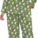 PrinStory Fluffy Pajamas for Women Set Winter Fleece Pajama Sets Warm Fuzzy Pjs Flannel 2 Piece Lounge Sets with Pockets (Green, L)