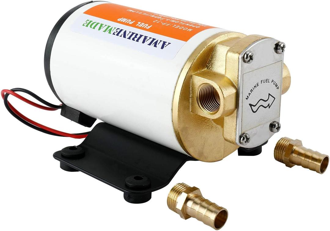 Amarine Made 12v Scavenge Impellor Pump- for Diesel Fuel Scavenge Oil Transfer - White Shell