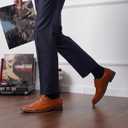 Jousen Men's Dress Cap Toe Shoes Wingtip Brogue Oxfords for Men Business Formal Derby Shoes (11, 603-cap Toe Yellow Brown)