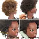 100% Human Hair Afro Curly Black Mannequin Head for Braiding, Cosmetology Training Mannequin Head with Stand for Hair Styling