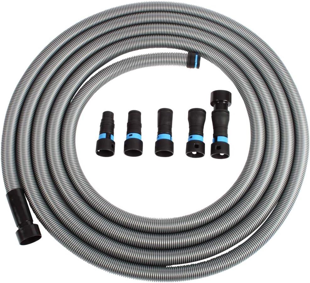 Cen-Tec Systems 94731 Quick Click 30 Ft. Hose for Home and Shop Vacuums with Expanded Multi-Brand Power Tool Adapter Set for Dust Collection