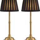 KDG Cordless LED Table Lamp Set of 2, Portables Fabric Shade Desk Lamps, 5000mAh Rechargeable Battery Powered Lighting, Dimmable Light for Dining Room, Bedroom, Bedside, Night Light, Balcony (Black)