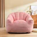 Bean Bag Chair, Bean Bag Chairs with Filler, Stuffed Beanbag Chair for Adult and Kid, Big Beanbag Chairs with Filling for Living Room (Faux Fur in Pink, 35" D41.4" W30.7" H)