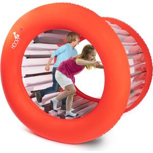 Giant Hamster Wheel Human | 65" Diameter | Inflatable Rolling Wheel | Outdoor Activities for Kids and Adults Families Playtime | Inflatable Outdoor Toys | Giant Inflatable Wheel (Red)