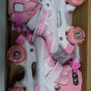 Adjustable Roller Skates for Girls & Kids, 4 Sizes, All Wheels Light Up, Beginner-Friendly,  Pink, Small-Little Kid(J11-1.5)