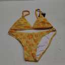 ZAFUL Women's 2 Piece Floral Print Swimsuit Triangle String High Cut Bikini Sets Bathing Suit (Medium, Lemon Yellow)