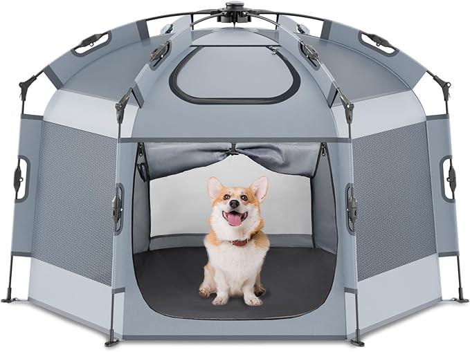 Babepai Pop Up Playpen for Babies  55.1"Wide 36.6"Height Portable Baby Beach Tent  Indoor & Outdoor Play Yard, Foldable, Lightweight & with Travel Bag  Grey