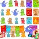 24Pack Valentine's Day Gifts for Kids School Classroom, Valentines Day Cards for Kids School Classroom, Valentine's Day Dinosaur Sensory Stone for Autistic Kid, Valentine Party Favors for Boy Girls
